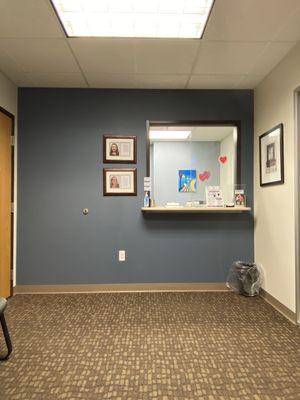 Waiting room and reception desk