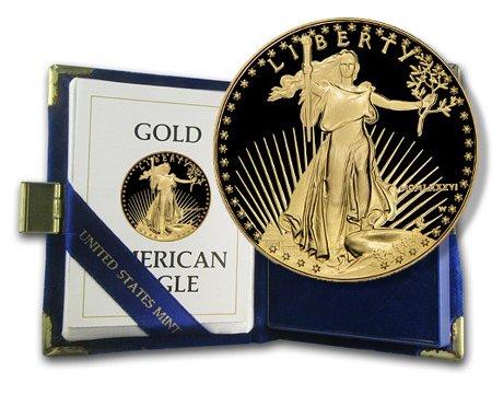 Proof American Gold Eagles in original government packaging.