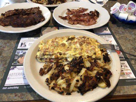 Meat Omelet with home fries