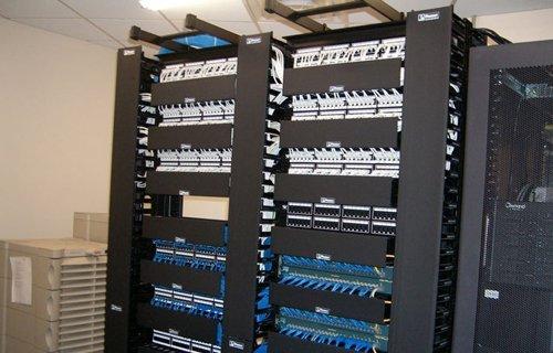 Structured Cabling - front of the voice and data rack management system.