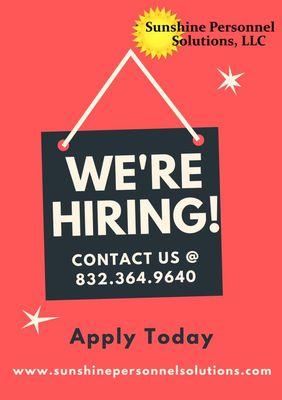 We Are Always Hiring