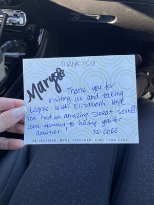 Handwritten note