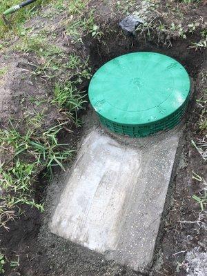 Septic tank concrete top and riser top installation