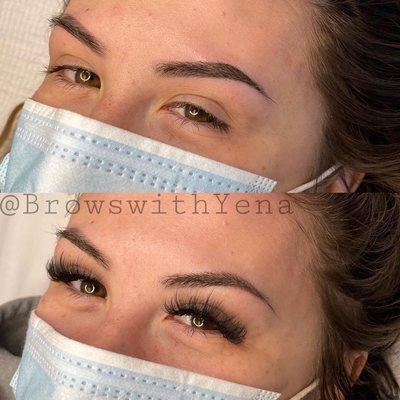 Ombre Powder brows n Lash extensions full set wispy volume