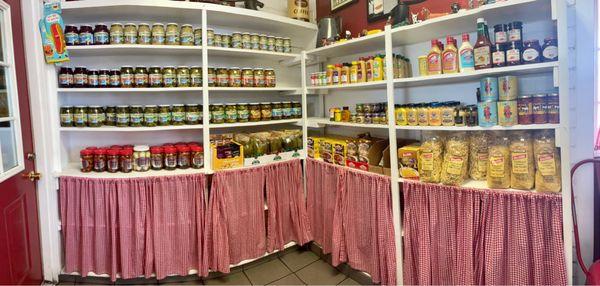 Condiments, pickled items, pastas