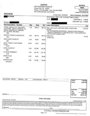 Final Invoice with "surprise gotcha B****!" additions