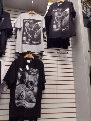 Tupac and Marilyn Monroe designs t-shirts