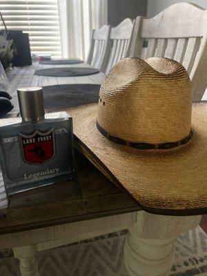 Cowboy hat and cologne