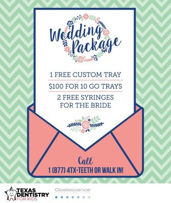 Needing that white smile for your special day? We provide you with 10 Opalescence Whitening GO Trays, 1 FREE Custom Tray, and 2 FREE Whiteni