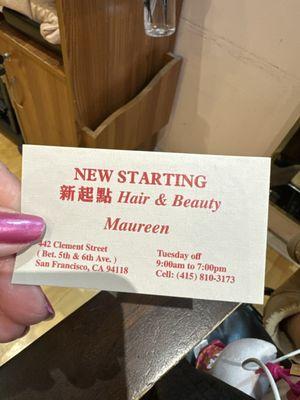 Salon business card