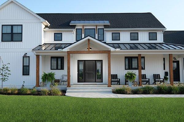 This is a perfect example of a home design style that is very popular. the white paint makes the impact doors and impact windows POP!