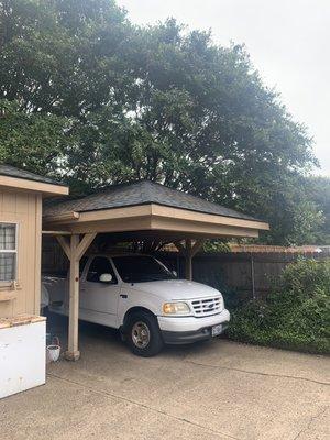 Re-leveled carport before replacing the roof.