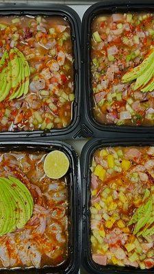 Ceviche de camarn tradicional / Traditional Shrimp Ceviche tradicional de pescado / Traditional Fish Ceviche Tuna VIP Classic Aguachile