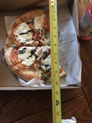 It was exactly the size of a paper plate. Wife ate a few slices because she was hungry. Not me. Couldn't eat any on principle.