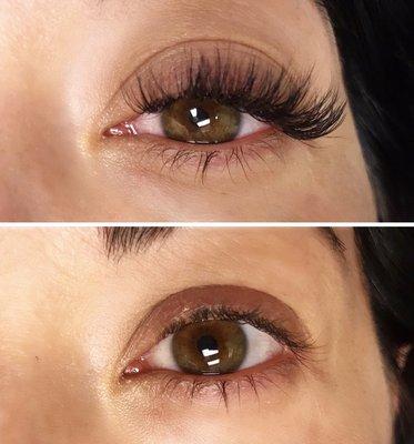 Gorgeous before and after. Volume lashes was the perfect amount of drama for this beauty!