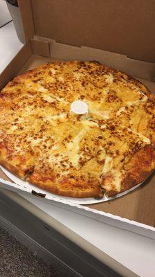 Large four cheese pizza