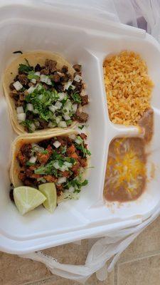 2 taco combo ($9.99), asada and al pastor. Tasty but light on rice and beans for it being a combo