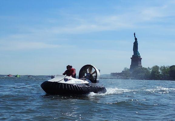 Fun day on the river in New York by the Statue of Liberty.