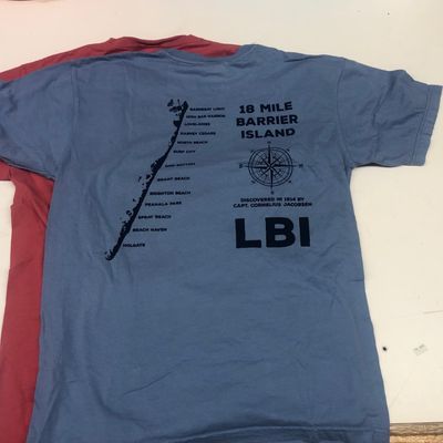 LBI map tee.  Red or Blue.  This is the back.