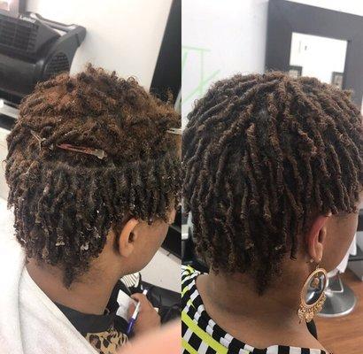 Dread touch up $60.00 with parting $70.00