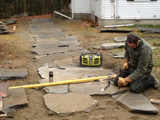 Custom building a new stone walkway