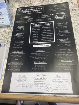 Menu as of May 2023