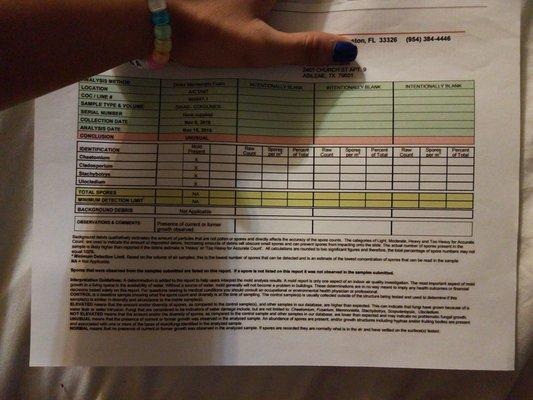 Mold test results