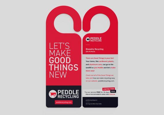 Peddle Recycling door hangers for traditional marketing