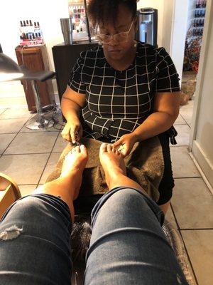 Whenever you're in Jackson, MS, coming to see a Vicki at Cuticles Nail Salon is a must. Basic Pedicure #Cuticles #Relaxing