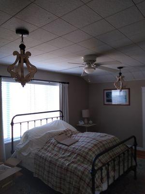 Installed  chandeliers and ceiling fan