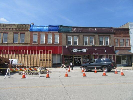 Facade Repair and Restoration in Downtown Rantoul Illinois.