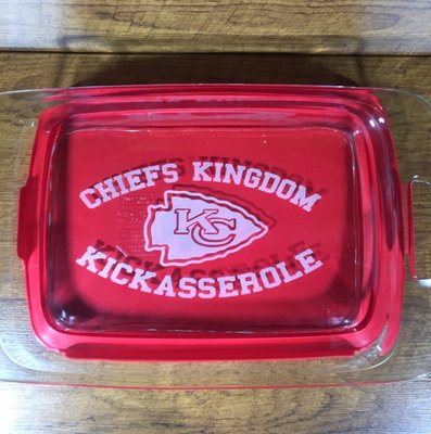 SUPER BOWL - KC Chiefs Kingdom Kickasserole Pyrex Dish - www.fyge1.com