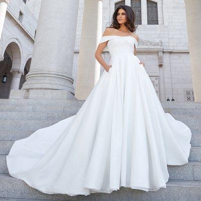 Off The Shoulder Satin Wedding Dress Plus size wedding dresses