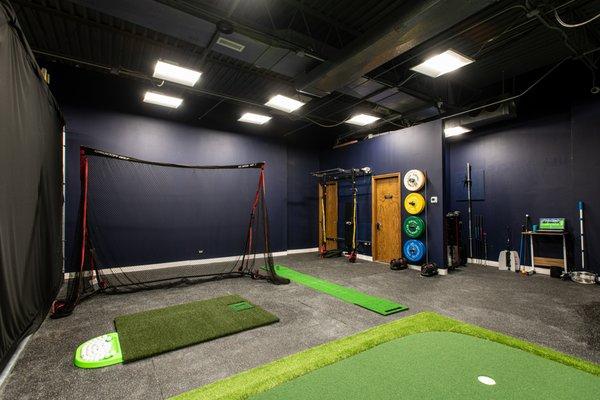 Warm-up hitting net and workout area