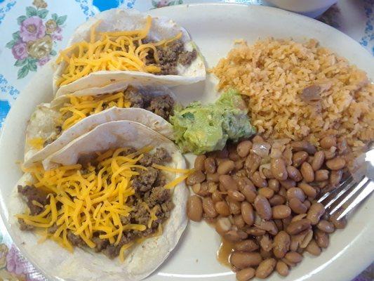 Delicious homemade tortillas, meat and the beans are seasoned to perfection.