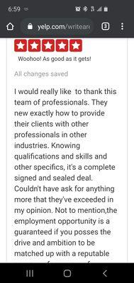 Working with professionals, always a positive outcome.