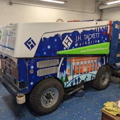 JH Tackett sponsored and wrapped the Zamboni for Winter Wonderland