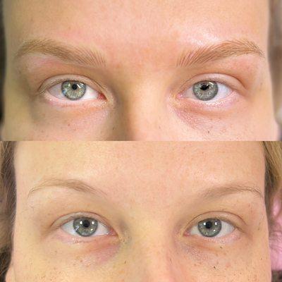 Nano Hairstrokes eyebrows (digital Microblading). Painless, no bleeding, no scabbing.