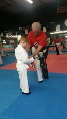 Stelle learning big things all thanks to Master Scott at Hi Plains Martial arts