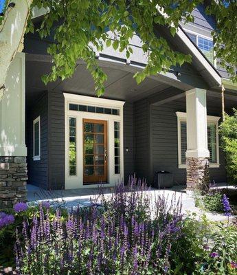 Dark exterior paint with light accents.