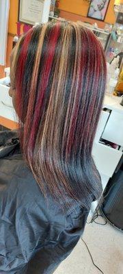 Red & blonde highlights