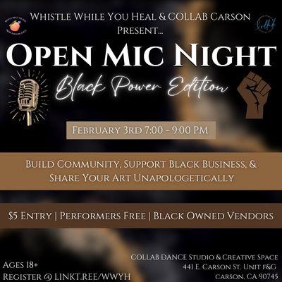 Upcoming Event! Open Mic Night February 3rd