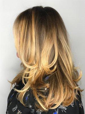 Balayage, cut and blowout