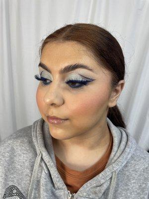 Graphic Liner Demo in our 11 week makeup course.