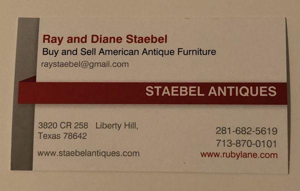 Mr. Staebel also does antique furniture refinishing and repair.