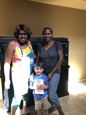 My son on his last day at Thweatt Day Care with Ms. Kim and Ms. Barbara. They are wonderful and he already misses them!