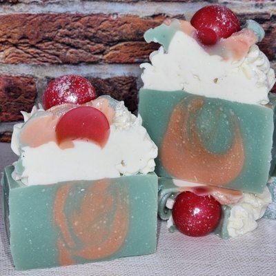 Jingle Bells part of the Collection of Holiday soaps made with Olive, Coconut, Shea Butter, Sweet Almond Oil.