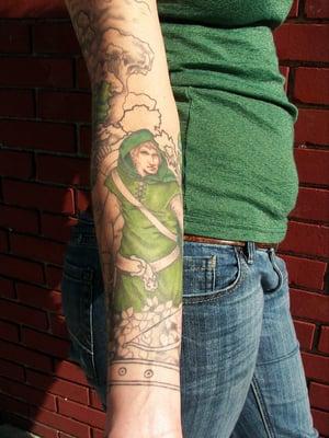 Work in progress Robin Hood sleeve  tattoo by Carla Hopkins