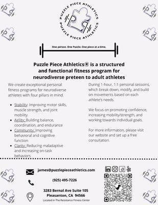 Puzzle Piece Athletics Information Flyer