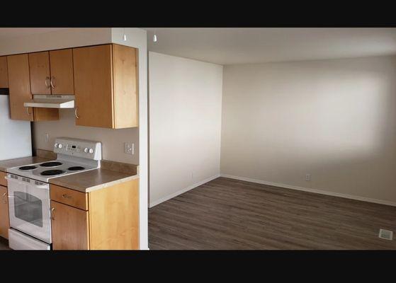 From dining room thru Kitchen to Living area.